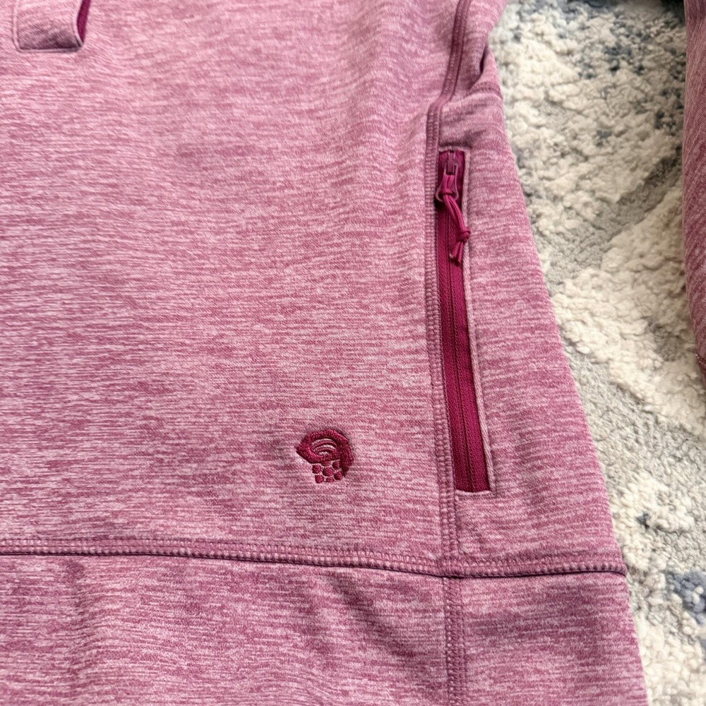 Mountain Hardwear Sweatshirt Womens Small Pink Henley Thumbholes Zip Pocket - Picture 3 of 16